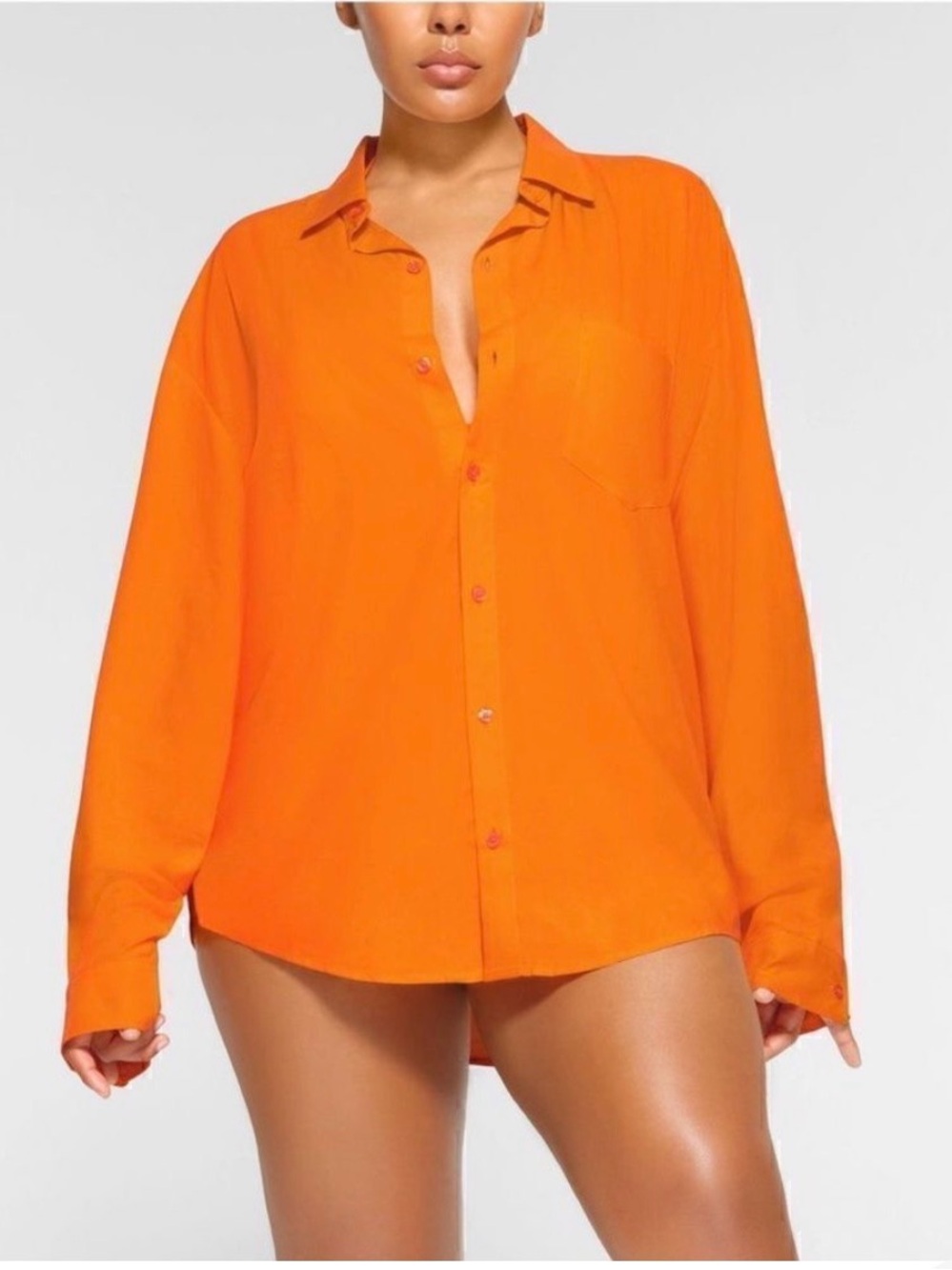 NWT SKIMS Cover Up Shirt in orange, size 3X